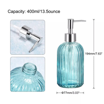 Unique Bargains Durable Glass Soap Dispenser with Silver Pump for room